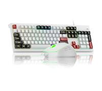 MageGee Creamy Keyboard and Mouse Combo, K2 Classic Keyboard, Wired RGB Backlit, 104 Waterproof Keys, Ergonomic, PC/Laptop/MAC - Knight Red