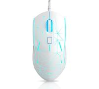 MageGee G6 Wired Gaming Mouse, Ergonomic USB Optical Mouse with 7 Colors Breathing LED Backlit, 6 Adjustable DPI Levels from 600 to 3200 for Laptop PC Computer Games & Work, White