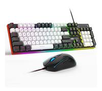 MageGee GT838 Gaming Keyboard and Mouse Combo, 104 Keys RGB Backlit Quiet Wired Keyboards for Laptop PC MAC, with Number Pad, Metal Panel, Anti-Ghosting, White Black