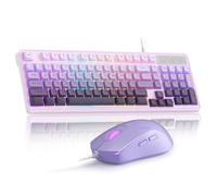 MageGee Keyboard and Mouse Combo - GK980 Wired RGB Backlit Keyboard and Gradient Purple Gaming Mouse with Adjustable Sensitivity