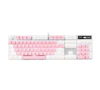 MageGee Mechanical Gaming Keyboard, New Upgraded Blue Switch 104 Keys White Backlit Keyboards, USB Wired Mechanical Computer Keyboard for Laptop, Desktop, PC Gamers(White & Pink)