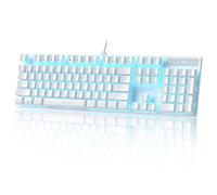 MageGee Mechanical Gaming Keyboard, Wired USB Adjustable Backlight Keyboard, New Mechanical Storm 100% Anti-ghosting Keyboards with Blue Switches for Windows PC/MAC Games (White)