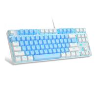 MageGee MK-Star 75% Wired Mechanical Gaming Keyboard, QWERTY US layout, Blue Switch, LED Blue Backlit, 87 Keys Compact TKL Wired Keyboards for Windows Laptop PC Gamer - Blue/White