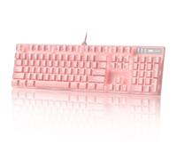 MageGee Pink Gaming Keyboard USB Wired Keyboard, New Mechanical Storm Adjustable Backlight Keyboard Splash-Proof Ideal for PC/Laptop/MAC Game(Pink)