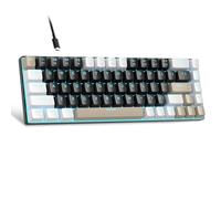 MageGee Portable 60% Mechanical Gaming Keyboard, Blue LED Backlit Compact 68 Keys Mini Wired Office Keyboard with Brown Switch for Windows Laptop PC Mac - Black/Coffee Color