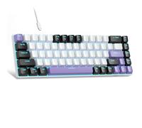 MageGee Portable 60% Mechanical Gaming Keyboard, LED Blue Backlit Compact 68 Keys Mini Wired Office Keyboard with Red Switch for Windows Laptop PC Mac - White/Purple