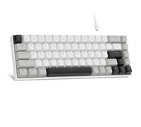 MageGee Portable 60% Mechanical Gaming Keyboard, MK-Box LED Backlit Compact 68 Keys Mini Wired Office Keyboard with Red Switch for Windows Laptop PC Mac - White/Grey