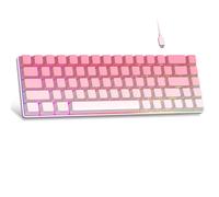 MageGee Portable 60% Mechanical Gaming Keyboard, MK-Box RGB Backlit Compact 68 Keys Mini Wired Office Keyboard with Red Switch for Windows Laptop PC Mac - Pink