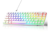 MageGee Portable 60% Mechanical Gaming Keyboard, Red Switch, PBT Pudding Keycaps RGB Backlit Compact 68 Keys Mini Wired Office Keyboard for Windows Laptop PC - White