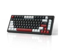 MageGee STAR75 75% Wired Mechanical Keyboard, QWERTY US layout, Compact Blue Backlit Wired Gaming Keyboards with Red Switches, EVA Foam, Knob Control, STAR75 Portable NKRO PC Gaming Keyboard - White &