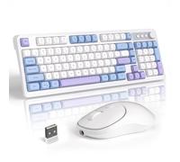 MageGee Wireless Gaming Keyboard and Mouse Combo V560, RGB Backlit Rechargeable Mechanical Feel 2.4GHz Quiet Blue White Purple Keyboard Mouse for Mac Laptop PC Gamer