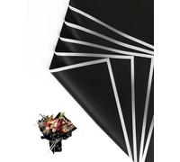 Magemata Black White Edge Wrapping Paper - 20 Sheets Waterproof Floral Packaging for Parcels, Easter, Kids Birthday Rolls