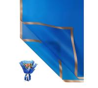 Magemata Navy Blue Gold Edge Wrapping Paper - Floral Bouquet Packing for Christmas, Recyclable & Eco-Friendly Parcel Posting