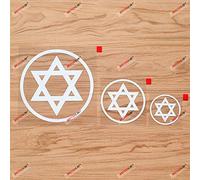 Magen David Star Israel Decal Vinyl Sticker Jew Israeli Round - 3 Pack White, 5.1cm, 7.6cm, 12.7cm - No Background for Car Boat Laptop Cup Phone