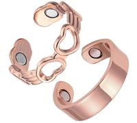 MagEnergy 2PCS Copper Rings for Women, 99.99% Pure Copper Magnetic Thumb Ring with Magnet and Jewelry Gift Box(Rose Gold)