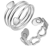 MagEnergy 2PCS Copper Rings for Women, 99.99% Pure Copper Magnetic Thumb Ring with Magnet and Jewelry Gift Box(Silvery)