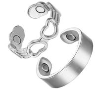 MagEnergy 2PCS Copper Rings for Women, 99.99% Pure Copper Magnetic Thumb Ring with Magnet and Jewelry Gift Box(Silvery)