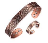 MagEnergy 99.9% Pure Copper Magnetic Bracelet with 6 Powerful Magnets, Cuff Bangle with Jewelry Gift Box (Copper B)