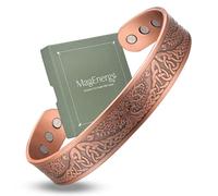 MagEnergy 99.9% Pure Copper Magnetic Bracelet with 6 Powerful Magnets, Cuff Bangle with Jewelry Gift Box (copper A)