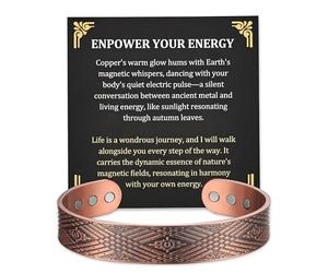 MagEnergy 99.9% Pure Copper Magnetic Bracelet with 6 Powerful Magnets, Cuff Bangle with Jewelry Gift Box (Copper 1)