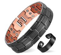 MagEnergy 99.99% Copper Bracelet for Men, Magnetic Bracelet with Ultra Strength Magnets, Adjustable Wristband with Removal Tool & Jewelry Gift Box (Black-2)