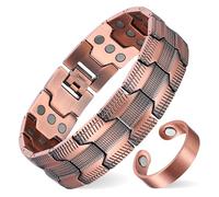 MagEnergy Copper Bracelet for Men, 3X Strength Magnetic Bracelet with 99.99% Pure Copper Ring & 3500 Gauss Magnets, Adjustable Length with Sizing Tool