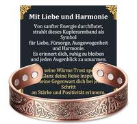 MagEnergy Copper Bracelet for Men - 99.99% Pure Solid Copper Magnetic Bracelet with 6 Magnets (3800 Gauss), Adjustable, Gift Idea (Copper 356)