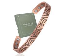 MagEnergy Copper Bracelet for Men and Women,99.9% Pure Copper Cuff with 6 Neodymium Magnets, Adjustable 6.8" Magnetic Bangle Jewelry Gift (Copper425)