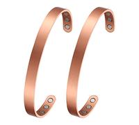 MagEnergy Copper Bracelet for Men and Women, 99.9% Pure Copper Magnetic Bangle with 8pcs Magnets, 6.8" Adjustable Jewelry Gift (2Pcs)