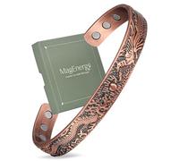 MagEnergy Copper Bracelets for Men 99.99% Pure Copper 3500Guass Magnetic 7.5in Vintage Dragon, Blessing and Peace New Year Father's Day Gift