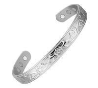 MagEnergy Copper Bracelets for Women, 99.9% Pure Copper Vintage Flower Magnetic Bangle with 3500 Gauss Magnets,Adjustable Cuff Jewelry Gift, 6.8 inches, Copper