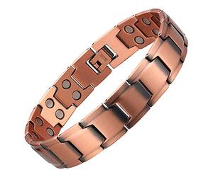 MagEnergy Copper Magnetic Bracelets for Men 4 Element Double Row Strength Magnets with Removal Tool and Gift Box (Copper)
