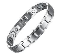 MagEnergy Magnetic Bracelets for Men, Titanium Steel Magnetic Bracelet 8.5 inches Adjustable (Silver)