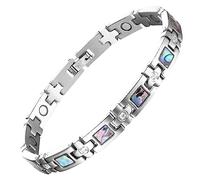 MagEnergy Magnetic Bracelets for Women, Titanium Steel Bracelets, 8.5'' Adjustable Bracelet Free Link Removal Tool (Silver)
