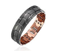 MagEnergy Men's Copper Bracelet,99.9% Copper Magnetic Bracelet Adjustable Wristband with Link Removal Tool (Black)