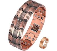 MagEnergy Men's Copper Bracelet,99.9% Copper Magnetic Bracelet Adjustable Wristband with Link Removal Tool (Copper 031 Set)