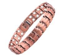 MagEnergy Mens Copper Bracelets 9" Link Adjustable Pure Copper with Double Row 3500 Gauss Magnets,Jewerly Gift with Links Removal Tool