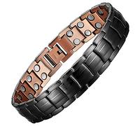MagEnergy Mens Copper Magnetic Bracelets, 99.9% Pure Copper Bracelet with Double Row Magnets, Adjustable Wristband Brazaletes for Men