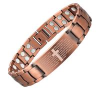 MagEnergy Pulsera de Cobre para Hombre con Cruz e Imanes Fuertes, Ajustable - Incluye Estuche de Regalo y Herramienta de Ajuste