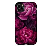 Magenta and Blush Pink Peony Flower Pattern Dark Floral Case for iPhone 11 Pro Max