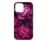 Magenta and Blush Pink Peony Flower Pattern Dark Floral Case for iPhone 12 Pro Max