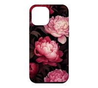 Magenta and Blush Pink Peony Flower Pattern Dark Floral Case for iPhone 12 Pro Max