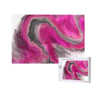 Magenta Black Grey Jewel Tone Fluid Art Swirl,1000 Pieces Wooden Jigsaw Family Game Jigsaw Puzzles for Adults Teens Home Decor