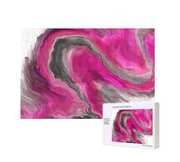Magenta Black Grey Jewel Tone Fluid Art Swirl,300 Pieces Wooden Jigsaw Family Game Jigsaw Puzzles for Adults Teens Home Decor