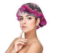 Magenta Black Grey Jewel Tone Fluid Art Swirl,Adult's Satin Sleeping Cap - Women's Elastic Sleep Bonnet, Adjustable Overnight Hair Cover