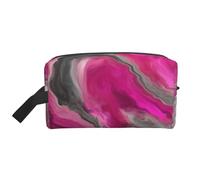 Magenta Black Grey Jewel Tone Fluid Art SwirlLarge Capacity Cosmetic Organizer，Travel Makeup Bag for Women