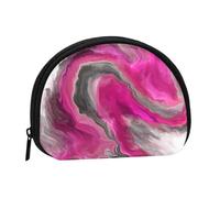 Magenta Black Grey Jewel Tone Fluid Art SwirlSmall Makeup Sanitary Napkin Storage Bag,Women's Cosmetic Coin Purse