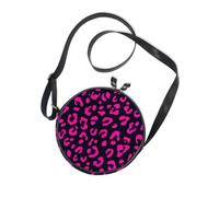 Magenta Black Leopard Pattern Round Side Purse Crossbody for Ladies Trendy with Adjustable Strap Small Black Purses Take a walk Canvas Messenger Purse