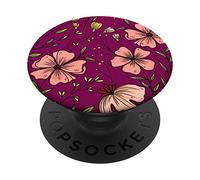 Magenta Burgundy Vintage Floral Flower Design PopSockets PopGrip: Swappable Grip for Phones & Tablets