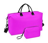 Magenta Fuchsia Solid Color Pure Plain Purple Travel Hand Bag Shoulder Weekender Overnight Bag Gym Tote Bag with Toiletry Bag for Hiking Waterproof, Magenta Fuchsia Solid color Pure Plain purple, One